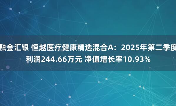 融金汇银 恒越医疗健康精选混合A：2025年第二季度利润244.66万元 净值增长率10.93%